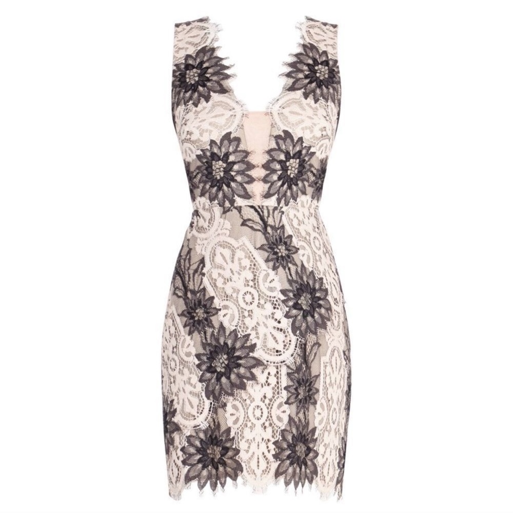 BCBGMaxAzria Lynne Layered Floral Lace Dress Size 4